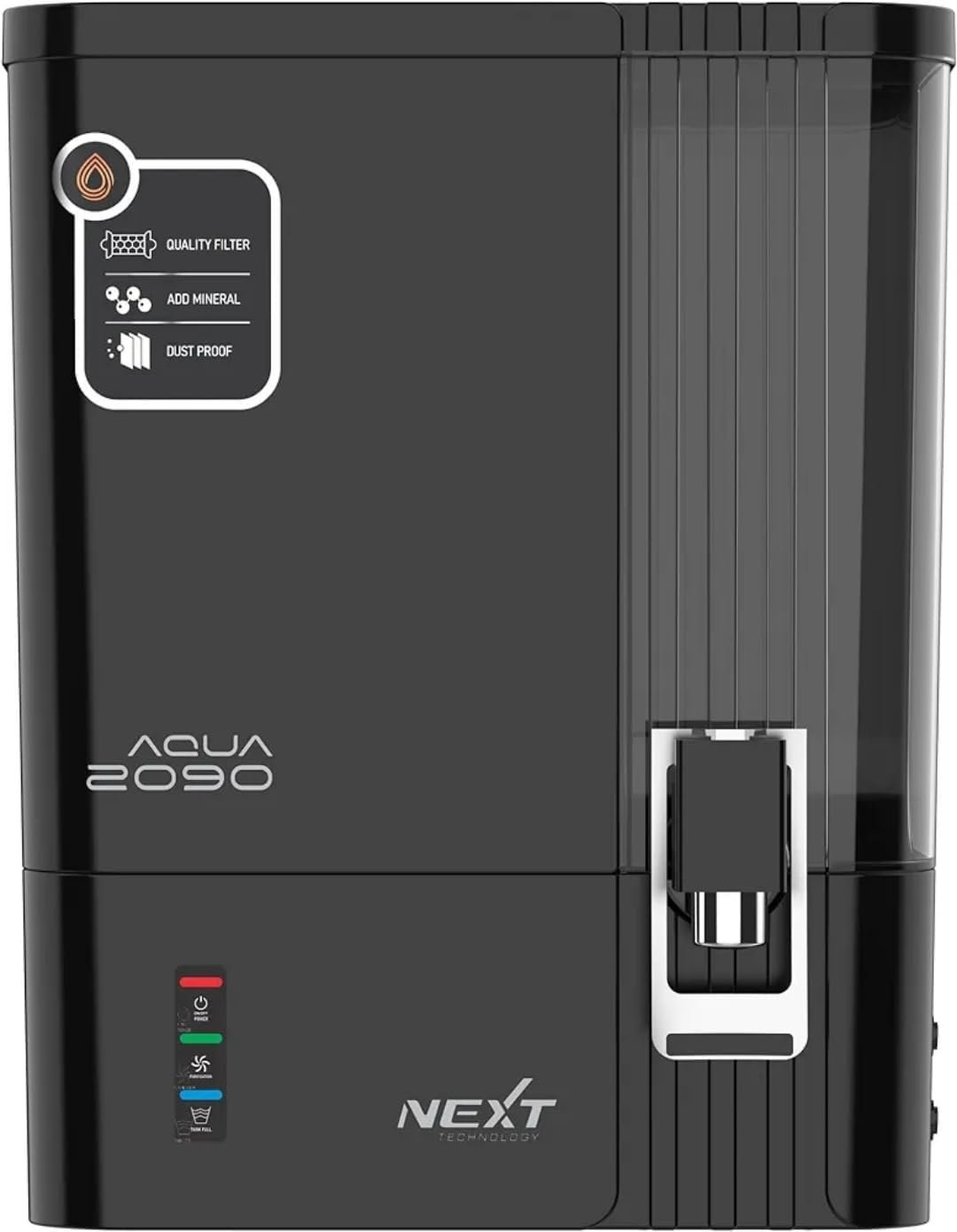 CLAREZA AQUA 2090 RO Water Purifier | ISO Certified | 2000 TDS | Zinc Copper Alkaline | 10 Liter Storage | RO + UV + Zinc + Copper + Alkaline + TDS Control | Best For Home and Office (Mirror Black)