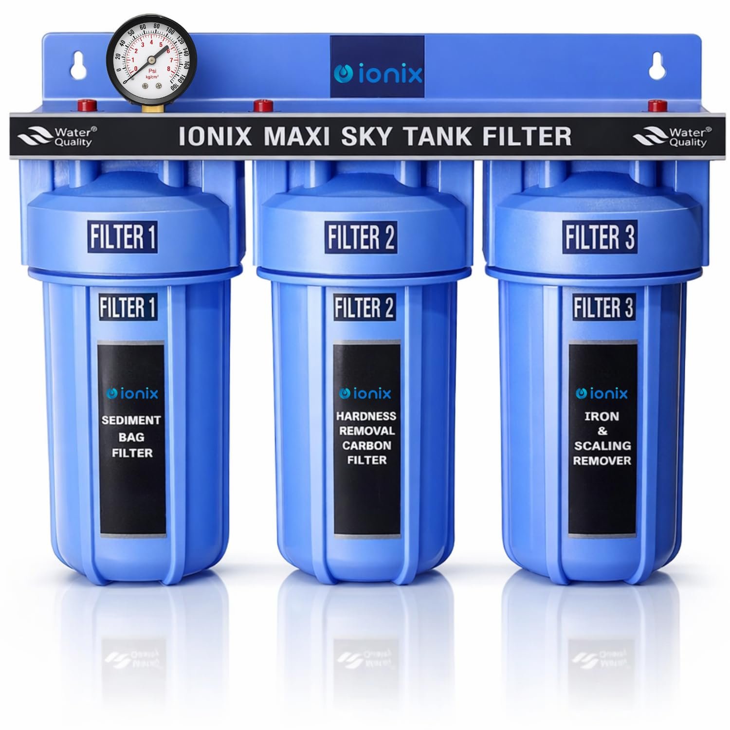 anantpure Sky Tank filteration system with German Housings | Water filter for Flats/Water filter for Builder floors | Small size 12 inchesWhole house|, 1 Set, Blue