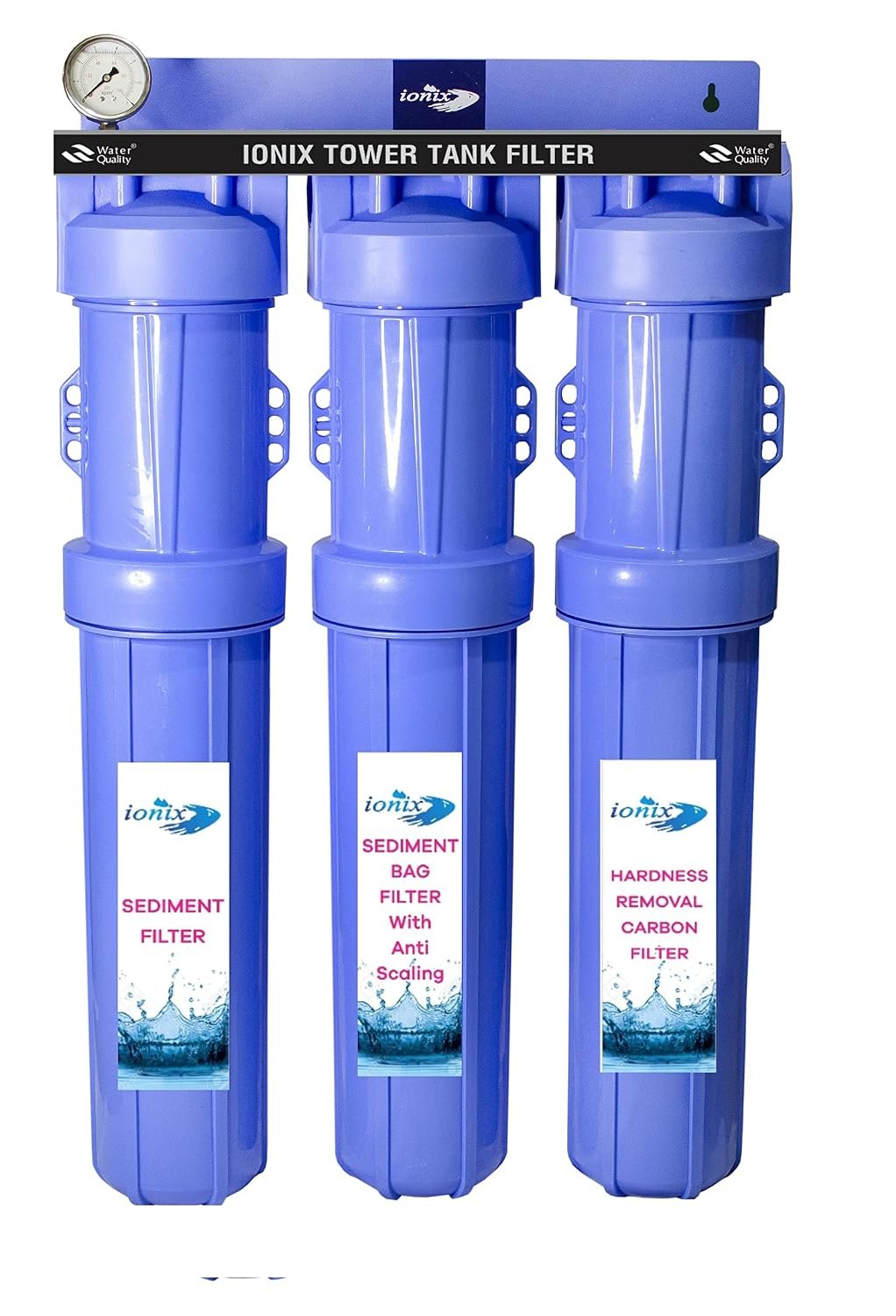 Anantpure TDS Tower Tank Filteration System With German Housings | Whole House Water Filter| Saltless Water Softner, Upto 5000 Liters Per Day Capacity, 1 Set, Blue
