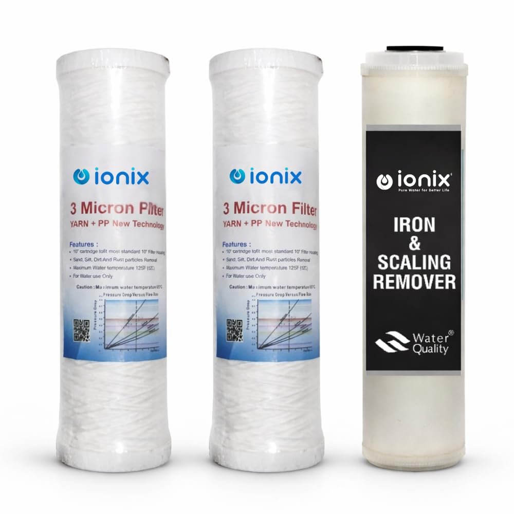 IONIX Annual Service kit for 2 Stage Washing Machine Iron Guard | 2 Sediment Filters & 1 Iron & Scaling Remover, 1 Set, White