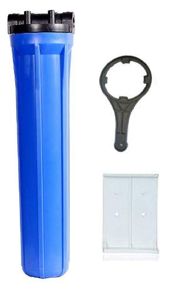 IONIX 20 Inch Slim Housing Pre-Filter For Commercial And Domestic Water Purifier | Usage Up To 300 Liters Per Day (1 Inlet Outlet, Only Housing, Spanner, Plate) Sedimentation, Blue)